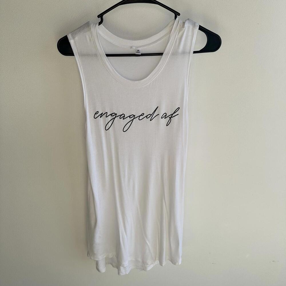 Bridal Women’s White Tank Top Swimsuit Cover Up Engaged Size Medium